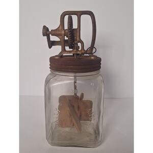 Antique Dazey Churn 30 Glass Butter Churn w/ Crank Gear Lid St. Louis USA